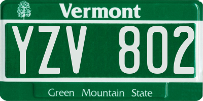VT license plate YZV802