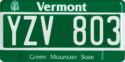 VT license plate YZV803