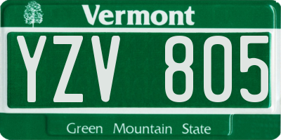 VT license plate YZV805