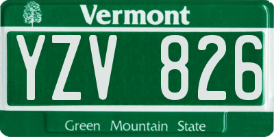 VT license plate YZV826