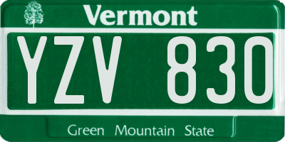 VT license plate YZV830