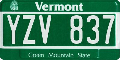 VT license plate YZV837