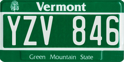 VT license plate YZV846