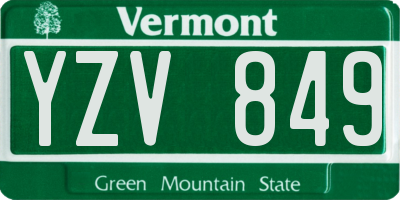 VT license plate YZV849