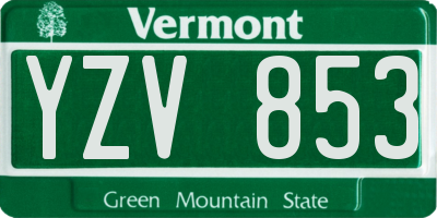 VT license plate YZV853