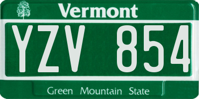 VT license plate YZV854