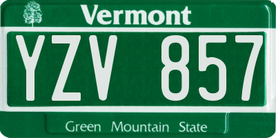 VT license plate YZV857