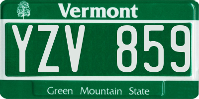 VT license plate YZV859