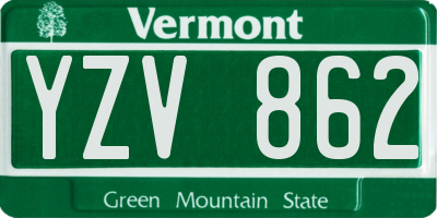 VT license plate YZV862