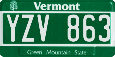 VT license plate YZV863