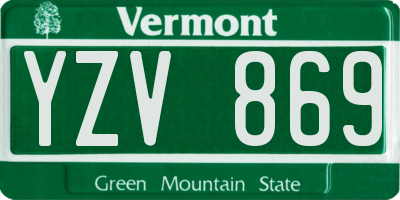 VT license plate YZV869