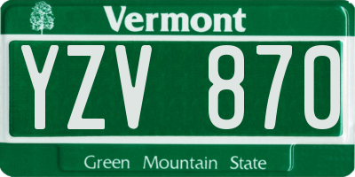 VT license plate YZV870