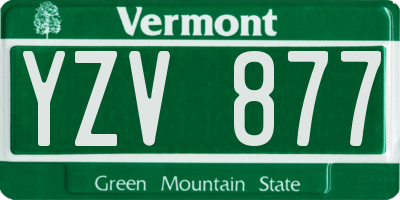 VT license plate YZV877