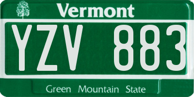 VT license plate YZV883