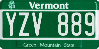 VT license plate YZV889