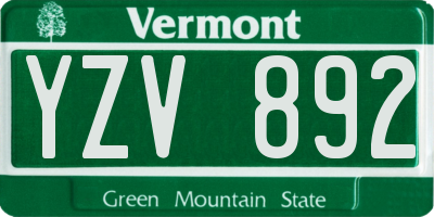 VT license plate YZV892