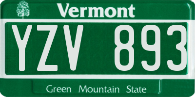 VT license plate YZV893