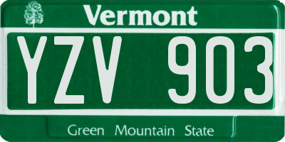 VT license plate YZV903