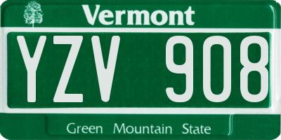 VT license plate YZV908