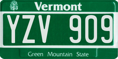 VT license plate YZV909