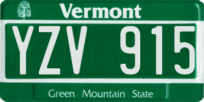 VT license plate YZV915