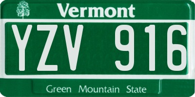 VT license plate YZV916