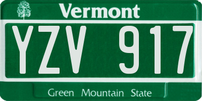 VT license plate YZV917