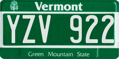 VT license plate YZV922