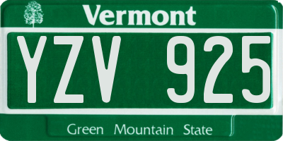 VT license plate YZV925