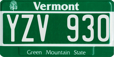 VT license plate YZV930