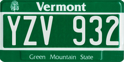VT license plate YZV932