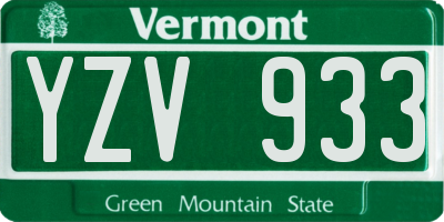 VT license plate YZV933