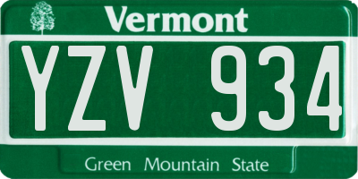 VT license plate YZV934