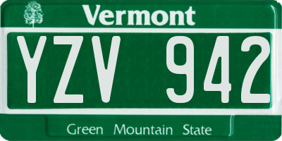 VT license plate YZV942