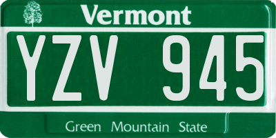 VT license plate YZV945