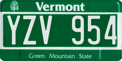 VT license plate YZV954