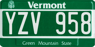 VT license plate YZV958