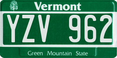 VT license plate YZV962