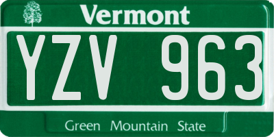 VT license plate YZV963