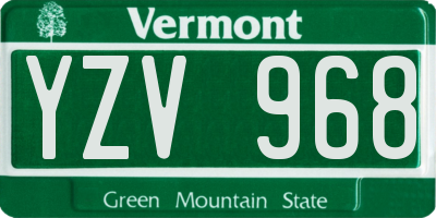 VT license plate YZV968