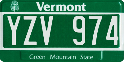 VT license plate YZV974