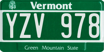 VT license plate YZV978