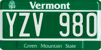 VT license plate YZV980