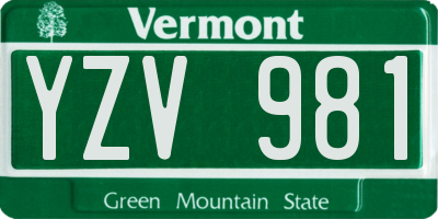 VT license plate YZV981