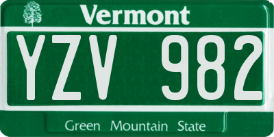 VT license plate YZV982