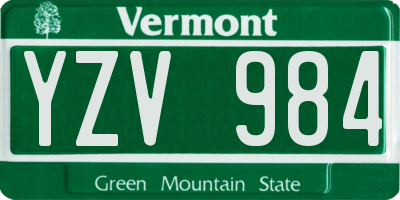 VT license plate YZV984