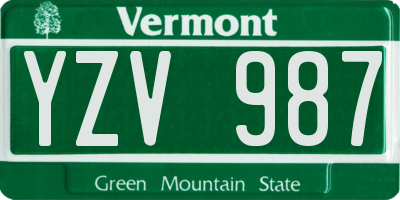 VT license plate YZV987
