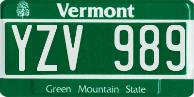 VT license plate YZV989