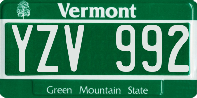 VT license plate YZV992