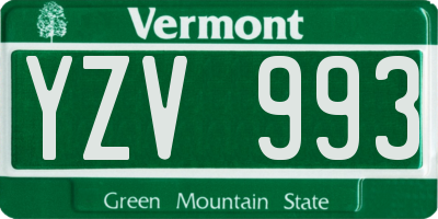 VT license plate YZV993